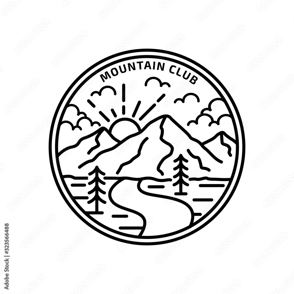 Fototapeta premium simple logo badge mountain design, for t-shirt prints, patches, emblems, posters, badges and labels and other uses