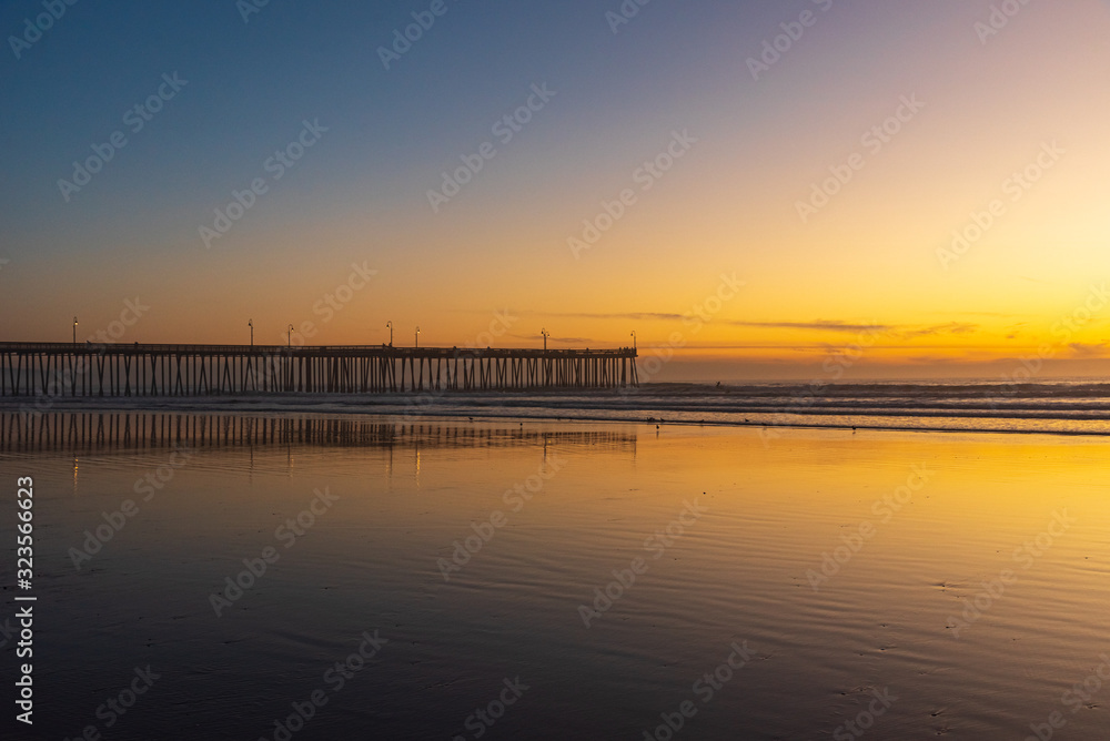 Scenic sunset in the famous Pismo Beach, California