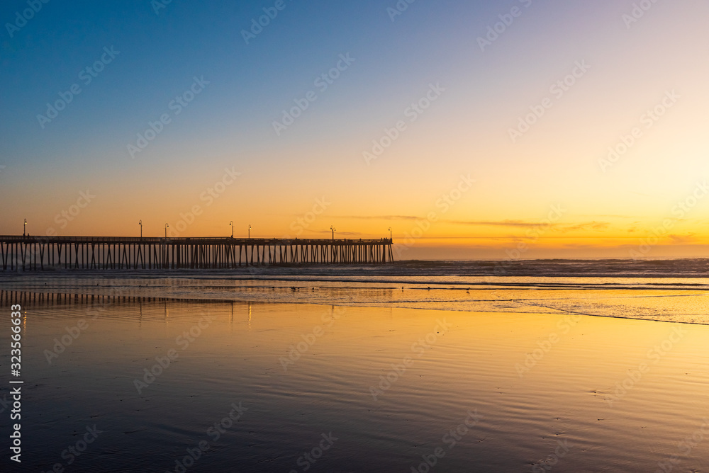 Scenic sunset in the famous Pismo Beach, California