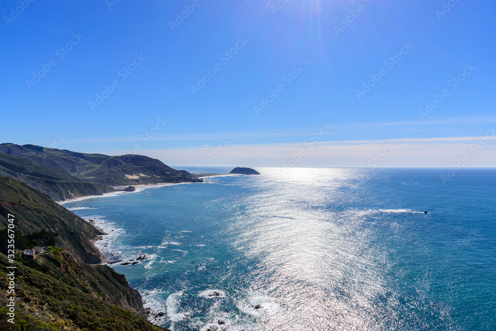 Scenic view of the wilderness nature of the Big Sur, California Scenic view of the wilderness nature of the Big Sur, California