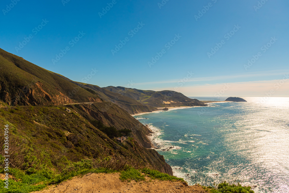 Scenic view of the wilderness nature of the Big Sur, California