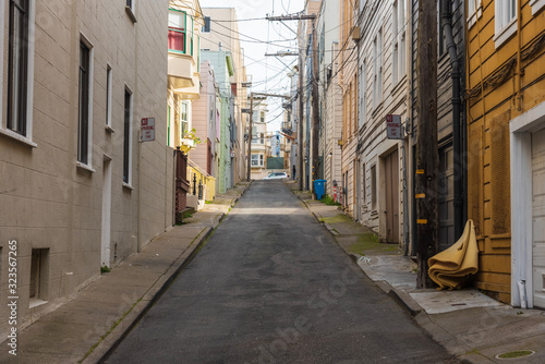 View of an alley in the city centre of San Francisco, California