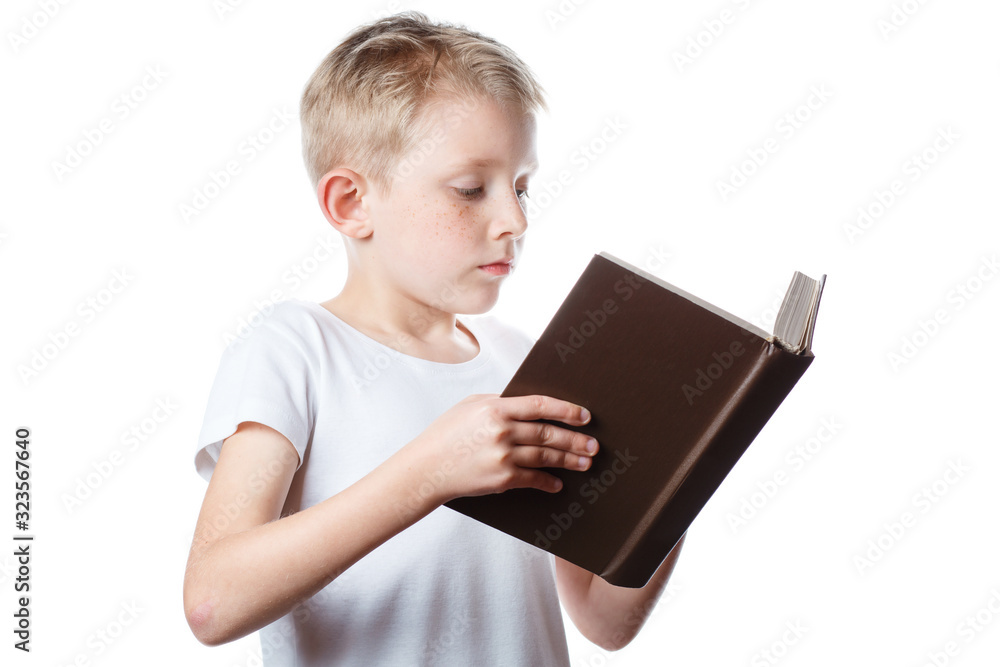 little boy reading book and learned something new little boy reading book and learned something new