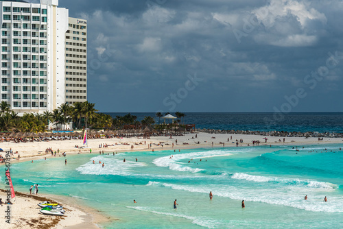 Aerial view of Cancun beach