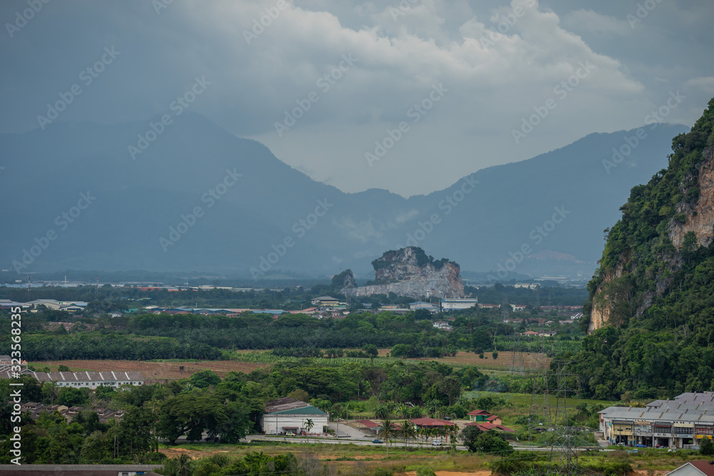Scenic view of Ipoh town with Mountains lansdcapes.