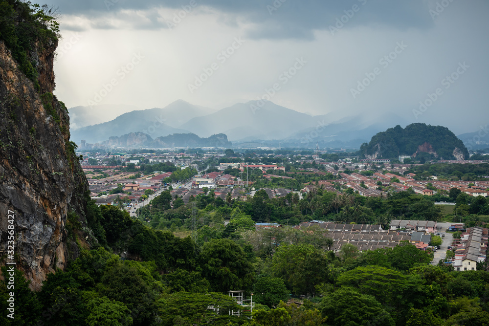 Scenic view of Ipoh town with Mountains lansdcapes