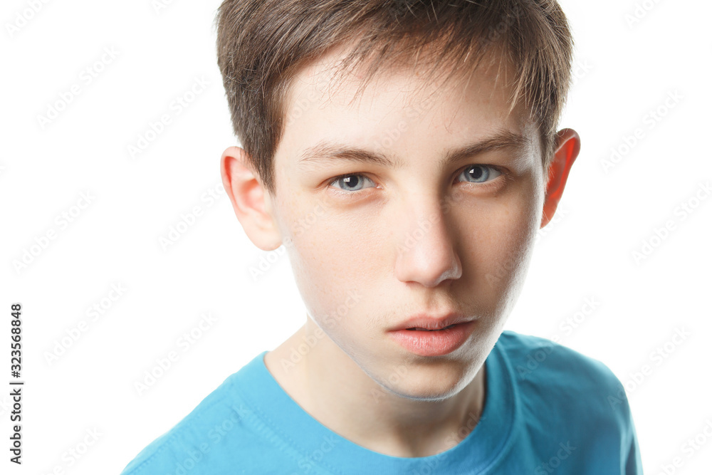 portrait of a boy on an isolated white background portrait of a boy on an isolated white background