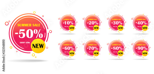 Set of flat design summer sale and special offer label, Price tags,Sales Label. Vector illustration.