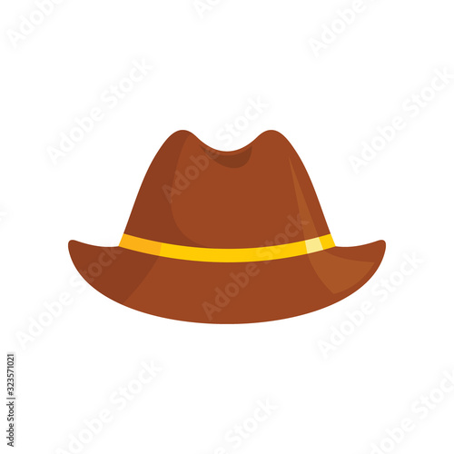 stylish Hat flat icon. Vector stylish hat in flat style isolated on white background. Element for web, game and advertising