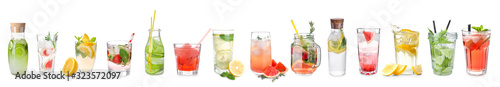 Wallpaper Mural Different tasty lemonades on white background Torontodigital.ca