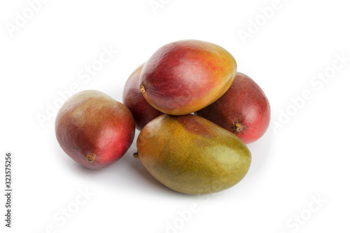 natural looking ripe Palmer mangoes isolated on white photo