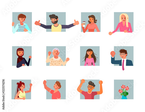 Portraits of communicating people