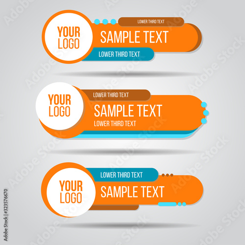 Lower third colorful design template modern contemporary. Set of banners bar screen broadcast bar name. Collection of lower third for video editing on transparent background.
