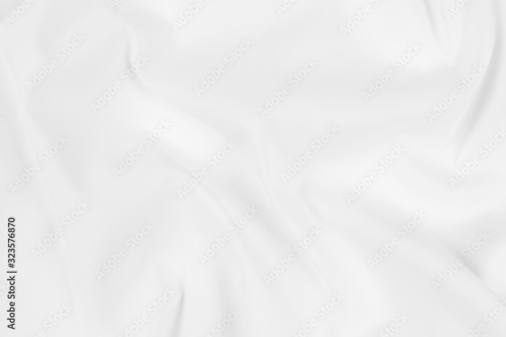 Abstract white fabric texture background. Cloth soft wave. Creases of satin, silk, and cotton.	