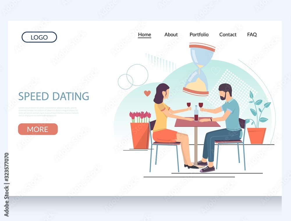 Speed dating vector website landing page design template