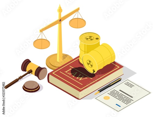 Nuclear waste utilization law vector flat isometric illustration