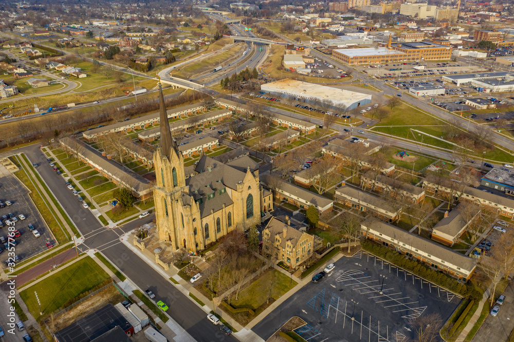 Aerial photo Historic Church of St Patrick Toledo Ohio