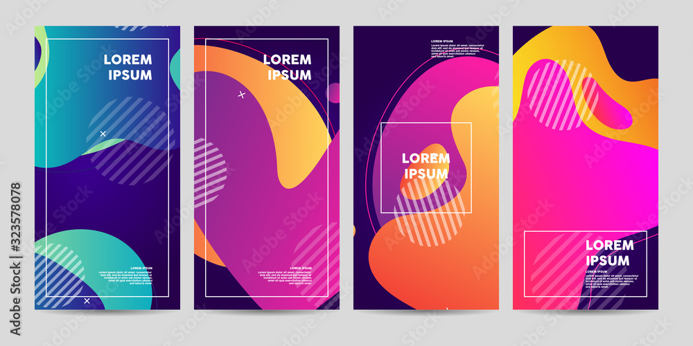 Flyers template  with bright liquid shapes. Trendy, colourful vector illustration. .