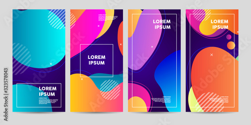 Flyers template with bright liquid shapes. Trendy, colourful vector illustration. .