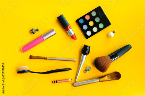 Brushes and accessories for women.fashion professional equipment attractive .Beauty concept