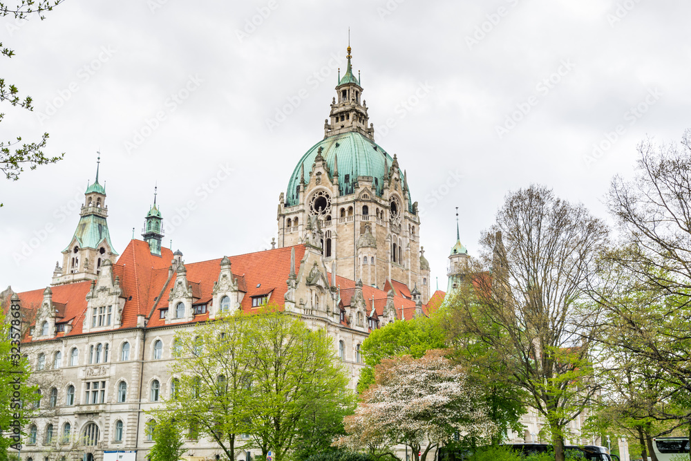 Building of the City hall of Hannover in Germany in April.