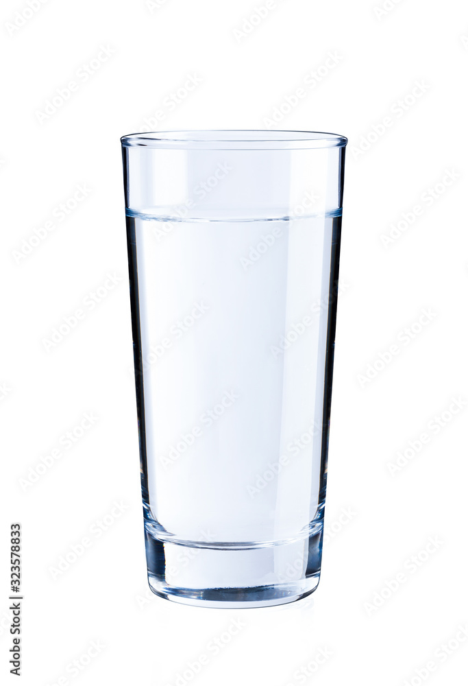 Glass of pure water isolated on white background, Healthcare and beauty hydration concept Glass of pure water isolated on white background, Healthcare and beauty hydration concept