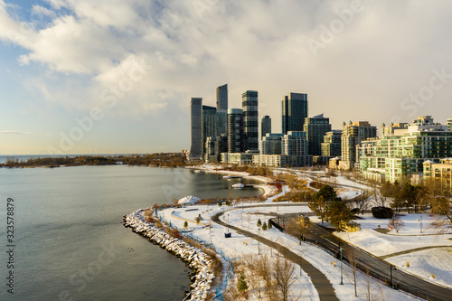 Photography Aerial photo winter at Humber Bay Shores Park Toronto ON Canada