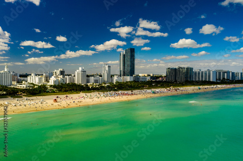 Aerial photo Miami Beach greenwater and blue sky © Felix Mizioznikov