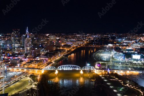 Night aerial photo Nashville Tennessee riverfront © Felix Mizioznikov