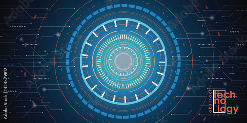 Abstract technology blue glowing connections in space with particles, big data, computer generated abstract background. Vector Illustration