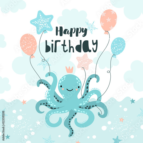 Cute octopus. Happy Birthday.