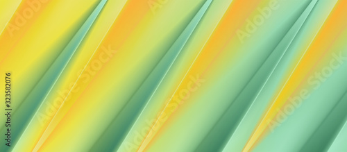 Minty green and yellow smooth stripes abstract modern background. Liquid gradients vector design