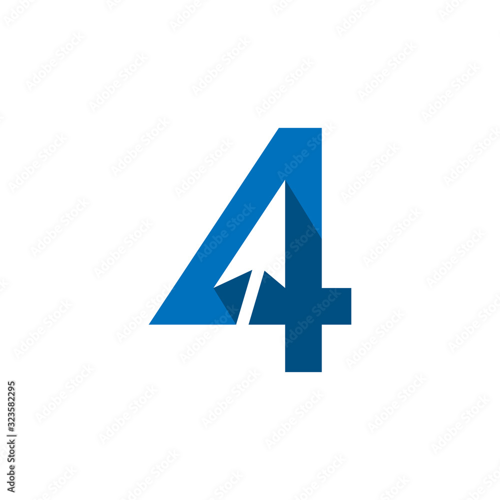 Unique logo number 4 with negative space cursor Unique logo number 4 with negative space cursor