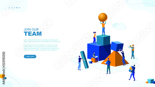 Trendy flat illustration. Successful teamwork page concept. Office workers planing business mechanism, analyze business strategy and exchange ideas.Template for your design works. Vector graphics.