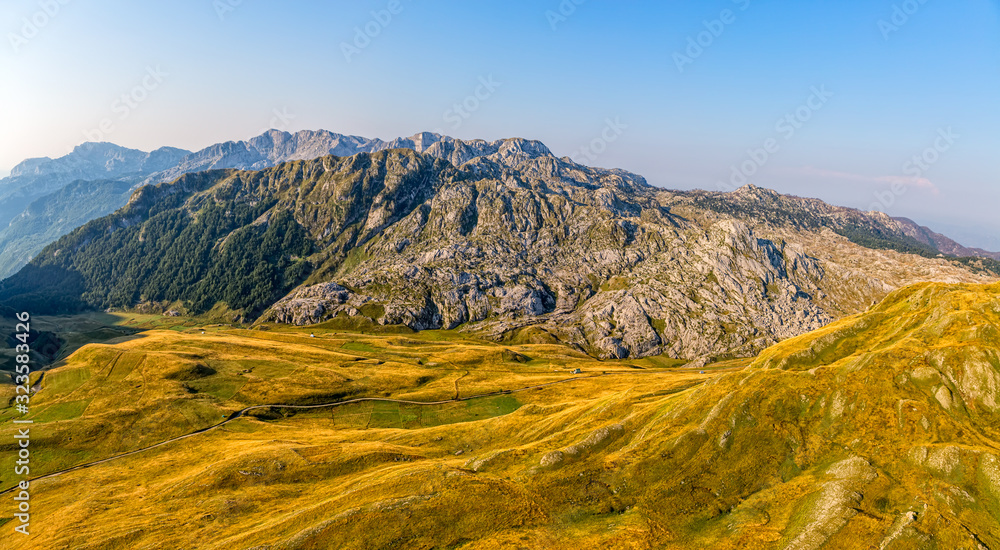 Fototapeta premium Montenegro mountains hiking trail - aerial