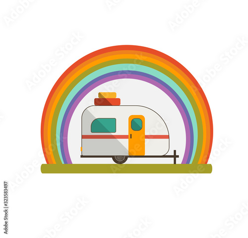 Camper Trailer in Rainbow