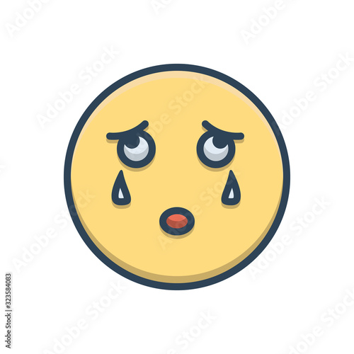 Color illustration icon for cry weep 