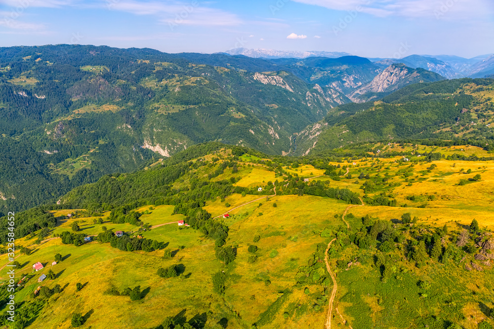 Montenegro mountains meadows aerial