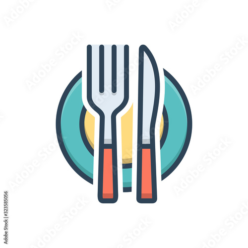 Color illustration icon for cutlery silverware 