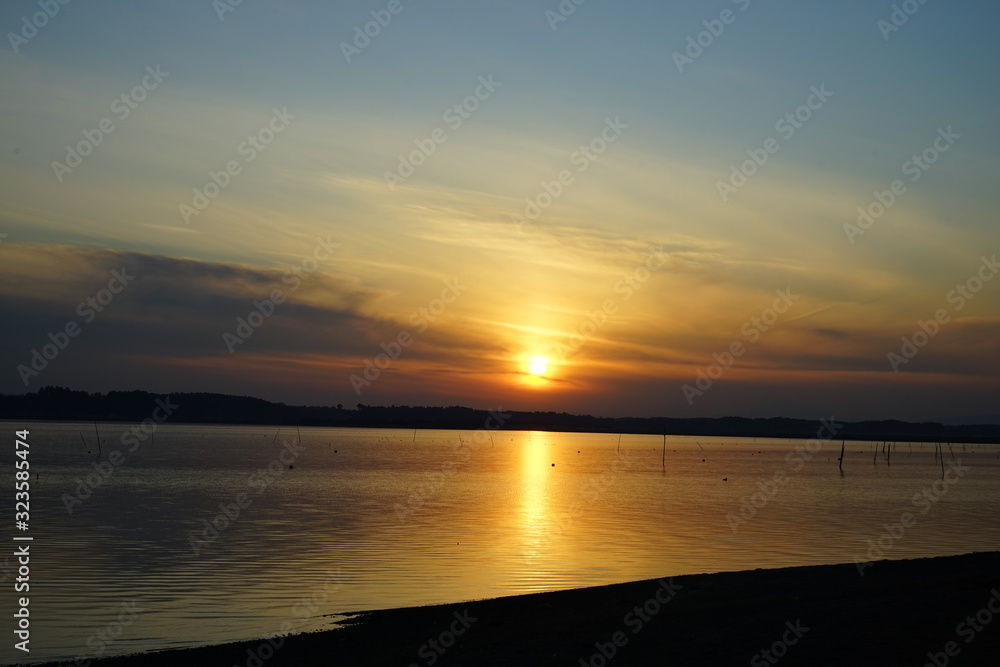 Obraz premium 涸沼の夕景