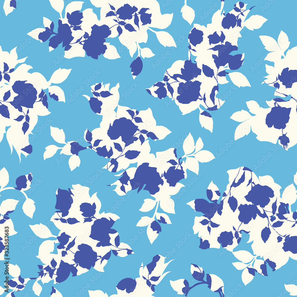 Fototapeta premium Seamless vector pattern of a beautiful rose,