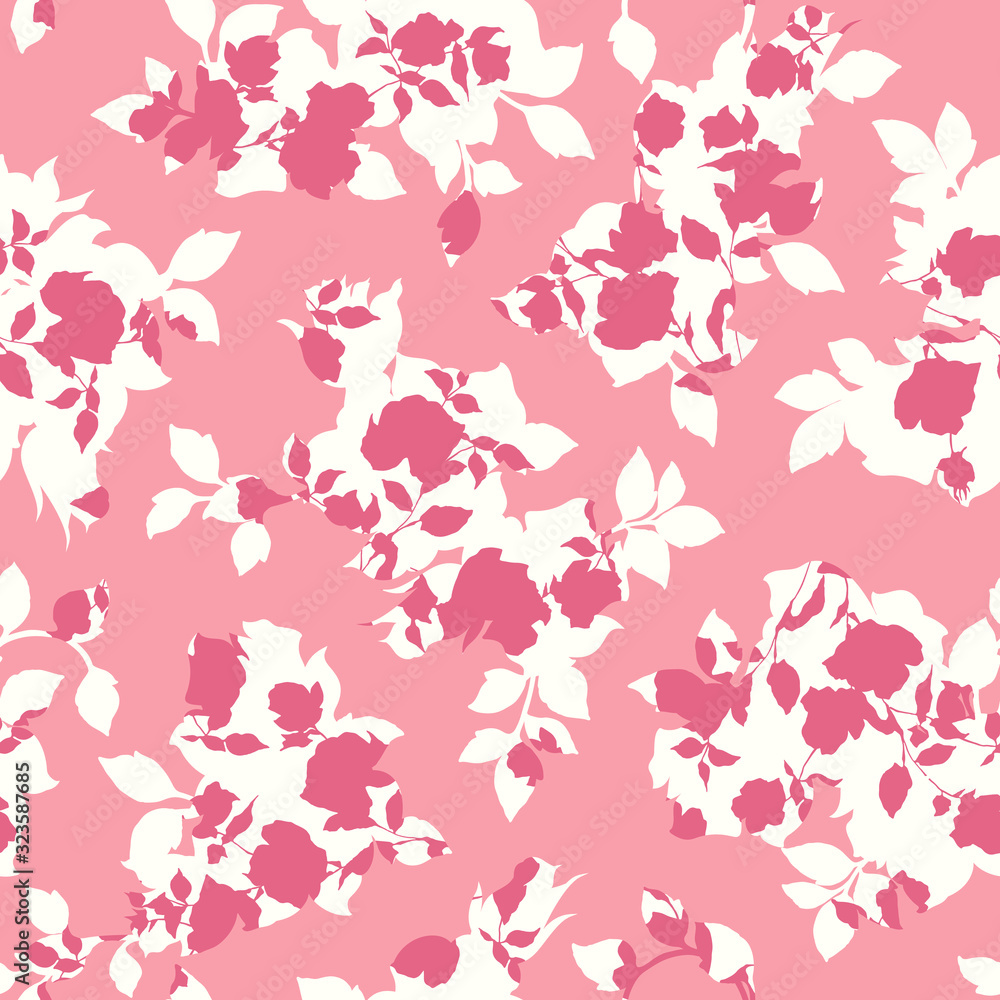 Seamless vector pattern of a beautiful rose,