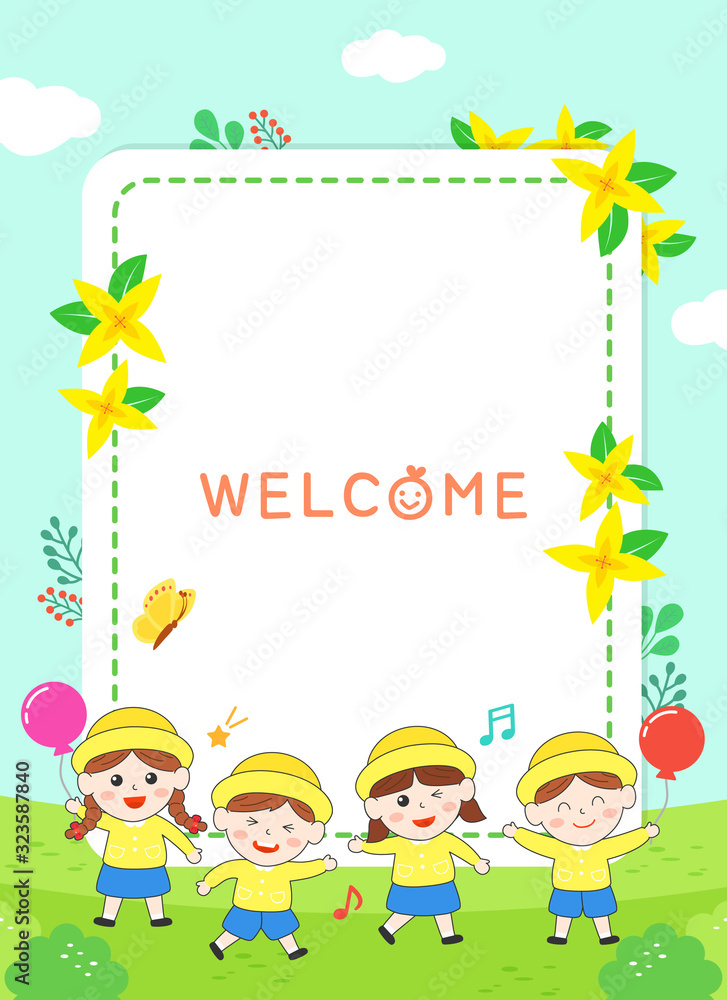 Happy nursery design background illustration