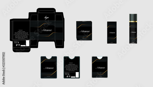 Packaging design, luxury perfume box,  pocket perfume and deo design template and mock up box. Illustration vector.