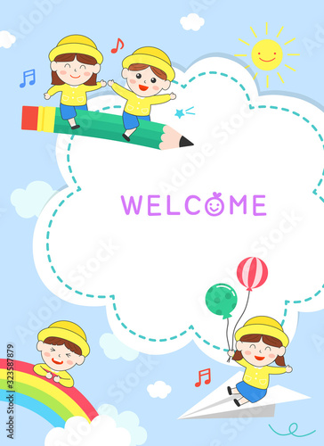 Happy nursery design background illustration