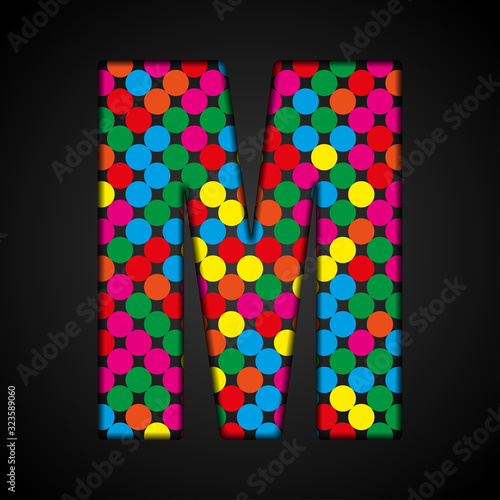 Vector colorful glitter sequins dots letter - M. photo