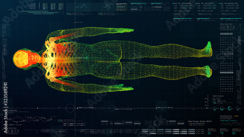 Fotografie Futuristic head up display motion element virtual biomedical holographic human b