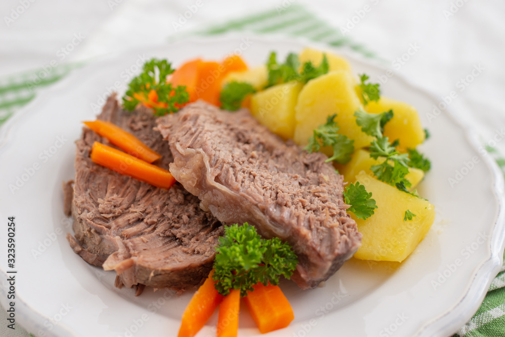 Prime boiled beef with root vegetables, Viennese Tafelspitz Prime boiled beef with root vegetables, Viennese Tafelspitz