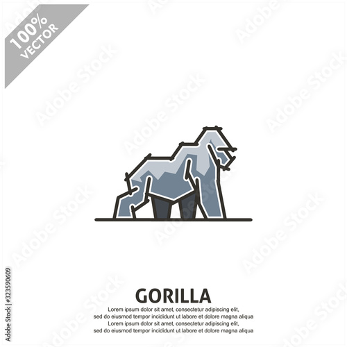 Gorilla flat vector logo. Scalable and editable. 