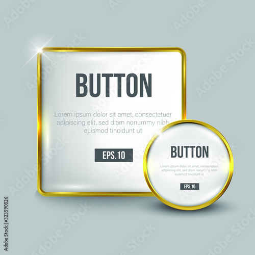 Button set web glossy  white Gold